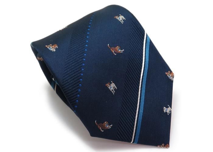 Simon Carter サイモンカーター Dogs Blue 犬 シルクネクタイ ブルー