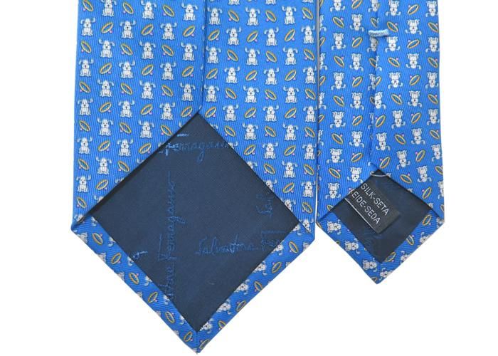 Salvatore Ferragamo サルヴァトーレフェラガモ DOG BLUE SILK NECK TIE 犬 シルクネクタイ(ブルー) Salvatore Ferragamo ネクタイ ブルー BLUE 犬 アニマル