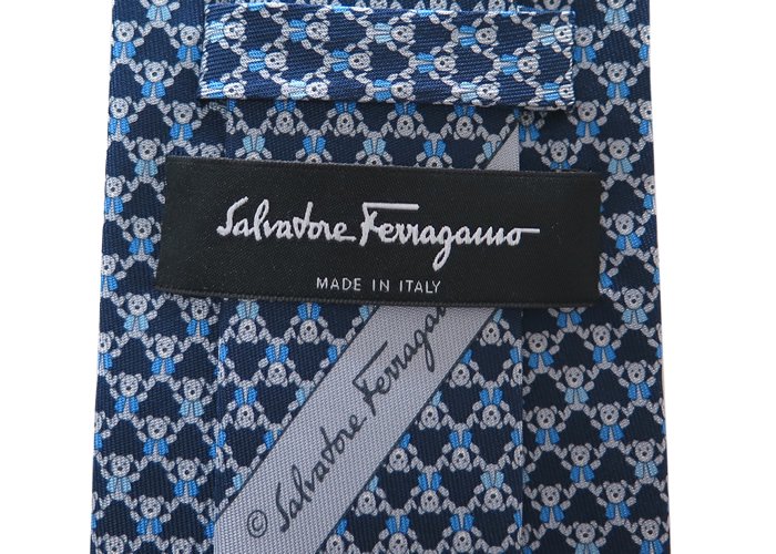 Salvatore Ferragamo サルヴァトーレフェラガモ BEAR DARK BLUE SILK