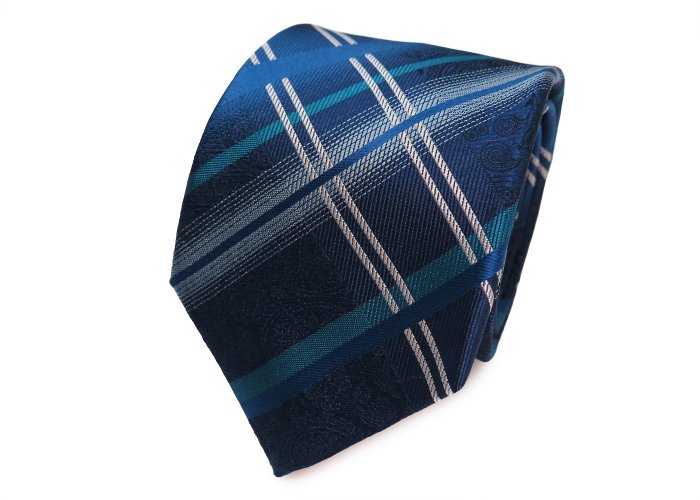 2022AWモデル】SIMON CARTER サイモンカーター PAISLEY CHECK BLUE SILK TIE ペイズリーチェックシルクネクタイ （ブルー）