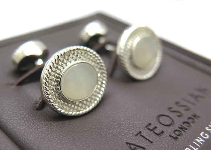 TATEOSSIAN タテオシアン SILVER CABLE OVAL MOONSTONE CUFFLINKS ケーブルオーバルシルバーカフス(ムーンストーン)