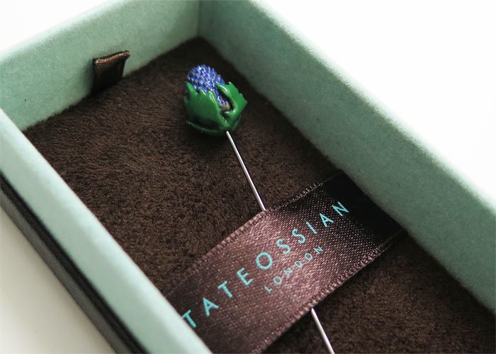 TATEOSSIAN タテオシアン PURPLE THISTLE GUNMETAL LAPEL PINS アザミ