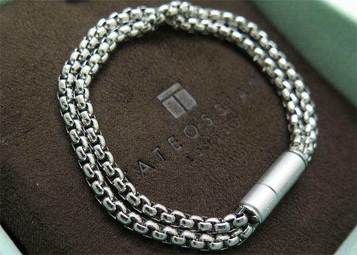 TATEOSSIAN タテオシアン LEATHER SILVER HERRINGBONE CLICK