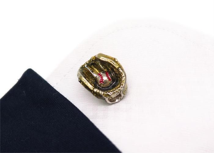 SWANK スワンク BASEBALL GLOVE ＆ BALL BROWN CUFFLINKS 野球