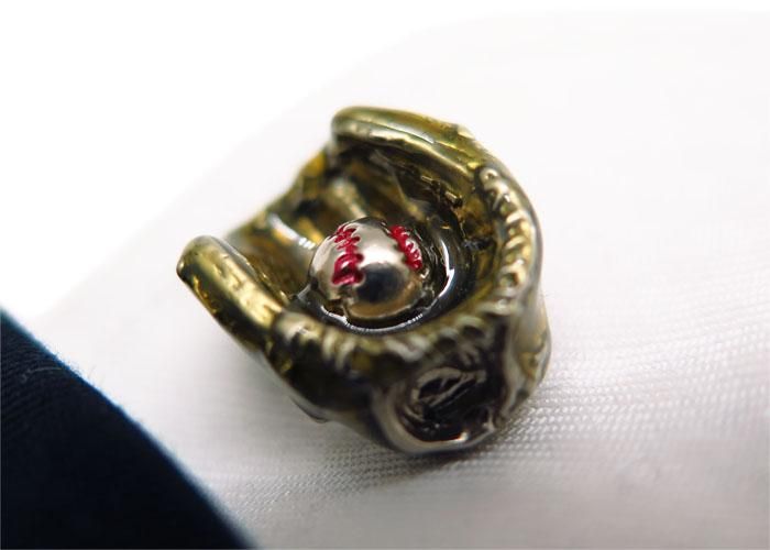 SWANK スワンク BASEBALL GLOVE ＆ BALL BROWN CUFFLINKS 野球