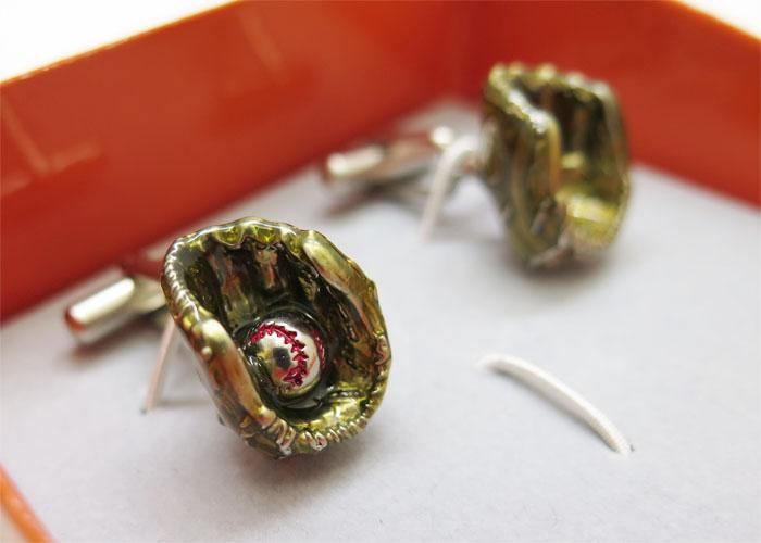 SWANK スワンク BASEBALL GLOVE ＆ BALL BROWN CUFFLINKS 野球