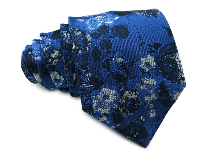 DUCHAMP デュシャン CALIFORNIA BOUQUET BLUE SILK NECK TIE カリフォルニア ブーケ シルク  ネクタイ（ブルー）