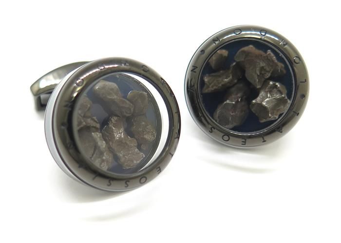 TATEOSSIAN タテオシアン PANORAMA METEORITE GUNMETAL & METEORITE CUFFLINKS　 パノラマメテオライトカフス（ガンメタル&メテオライト）