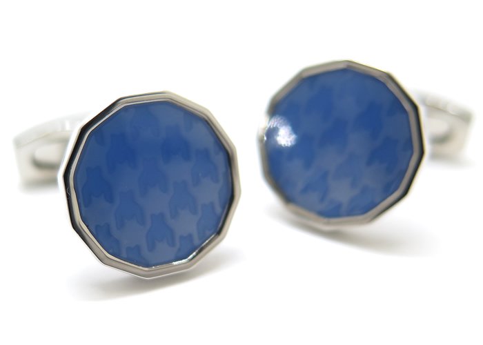 SIMON CARTER サイモンカーター DOGTOOTH ENAMEL LIGHT BLUE CUFFLINKS