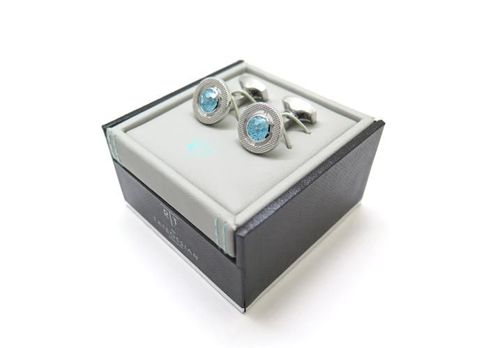 TATEOSSIAN タテオシアン HALO ROUND RHODIUM & AQUAMARINE CZ