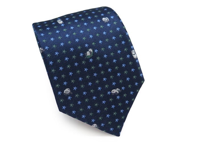 【2024SSモデル】SIMON CARTER サイモンカーター PANDA FLOWER NAVY BLUE SILK TIE パンダ フラワー  シルクネクタイ（ネイビーブルー）