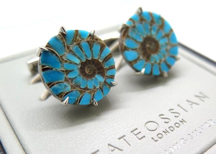 TATEOSSIAN タテオシアン SILVER AMMONITE PEARL RHODIUM ＆ TURQUOISE