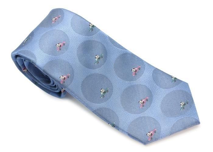 バレンシアガ ネクタイ 微光沢 ジャガード 刺繍 ボタニカル ブルーグレー 2025SSモデル】SIMON CARTER サイモンカーター PANDA IN CAR DOT