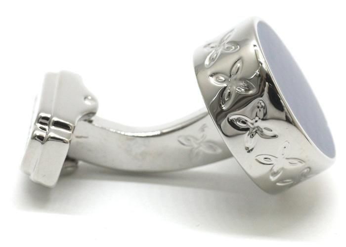 THOMPSON カフス THOMPSON トンプソン TH D-SHAPE SEMI PRECIOUS WHITE BRONZE & ONYX