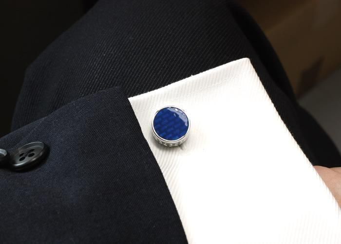 THOMPSON トンプソン TH BRICK RHODIUM & BLUE ENAMEL CUFFLINKS