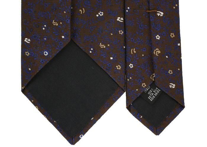 新品未使用 アットヴァンヌッチ　ネイビー 　ボタニカル Atto Vannucci アットバンヌッチ BOTANICAL BROWN SILK NECK TIE