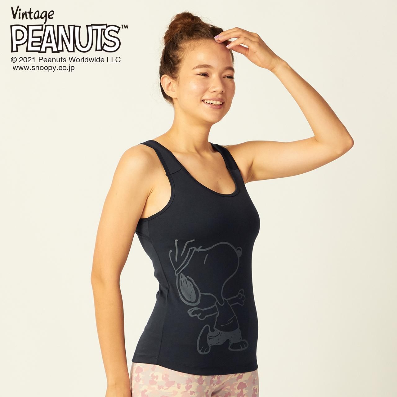 W Vintage Peanuts Warrior Pose Cool Cup Tankレディース タンクトップ スヌーピー ウォーリアポーズ ヨガウェア スポーツウェア
