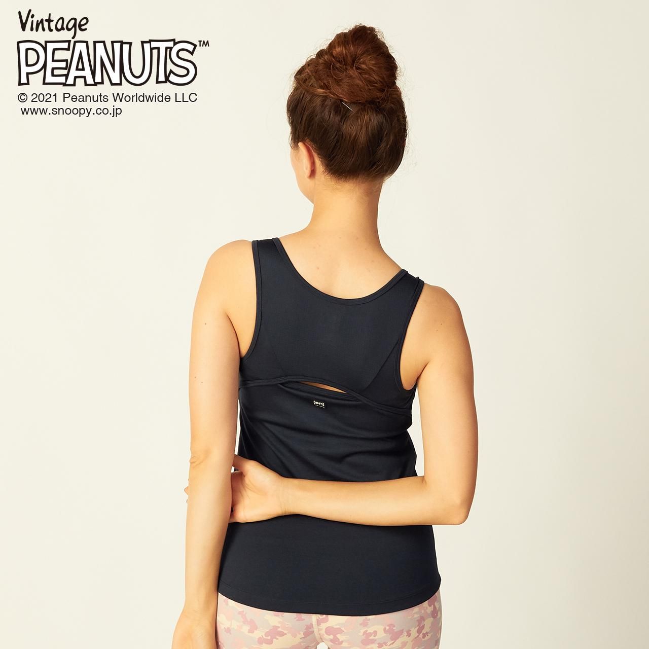 W Vintage Peanuts Warrior Pose Cool Cup Tankレディース タンクトップ スヌーピー ウォーリアポーズ ヨガウェア スポーツウェア