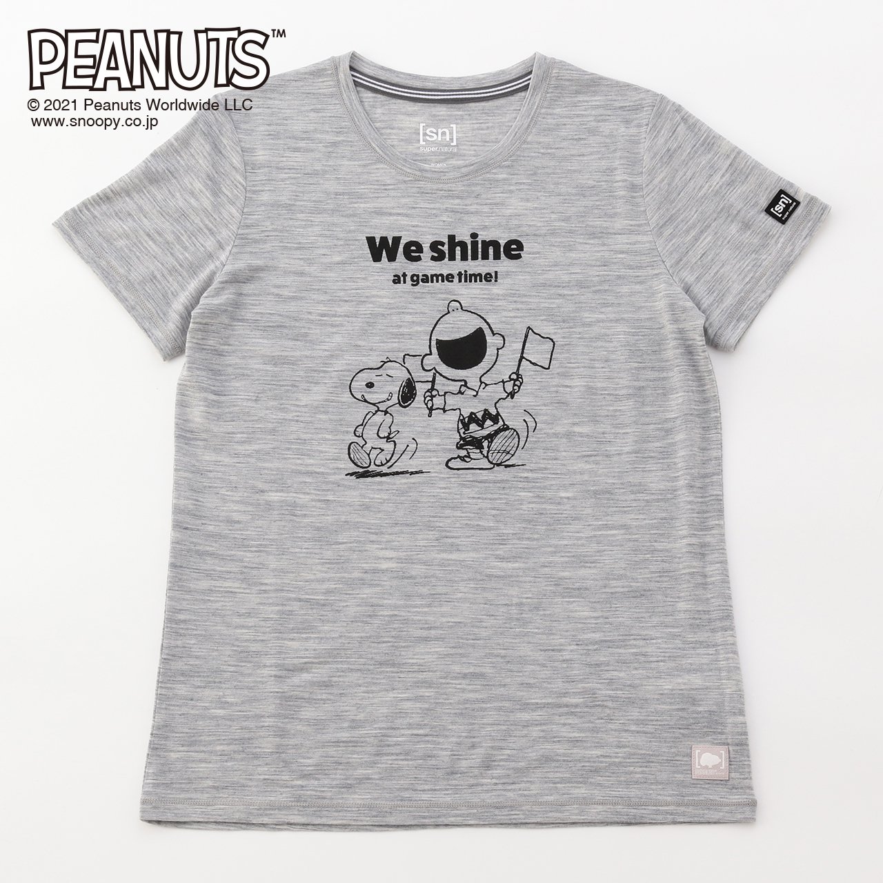 W PEANUTS Classic Snoopy  Charlie We Shine TEE レディース 半袖 Tシャツ スヌーピー＆ チャーリーブラウン【ヨガウェア スポーツウェア】