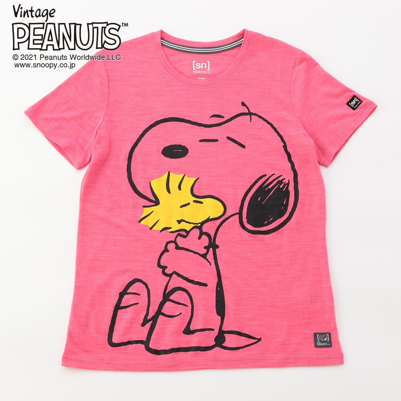 W Vintage PEANUTS Big Snoopy WoodStock Tee レディース 半袖 ビッグプリントTシャツ スヌーピー& ウッドストック【スポーツウェア ヨガウェア】 W Vintage PEANUTS Big Snoopy WoodStock Tee レディース 半袖 ビッグプリントTシャツ スヌーピー& ウッドストック【スポーツウェア ヨガウェア】