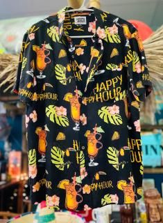 HAPPY HOURButton Up | Tiki Room | Black