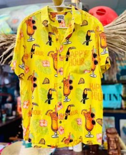 HAPPY HOURButton Up | Tiki Room | Yellow