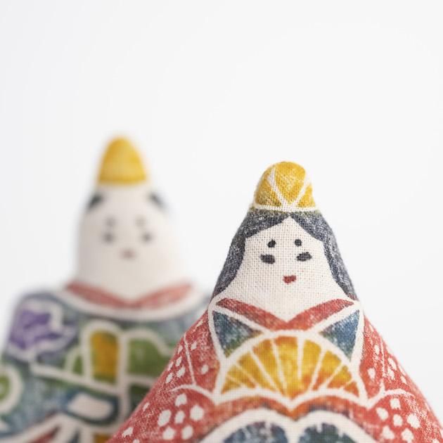 真工藝の木版手染めのぬいぐるみ「ひな人形」セット