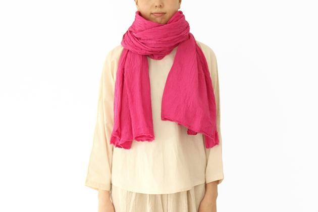 ヂェン先生の日常着｜ボリュームショール ピンク - ファッション