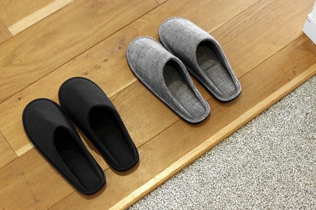 フリースダブルストラップスリッパ グレー フリースダブルストラップ