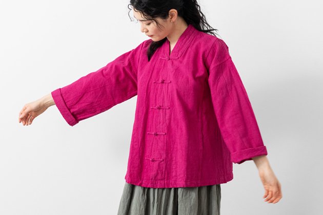 ヂェン先生の日常着 V ネックチャイナジャケット ピンク ファッション アウター 羽織り物 女性ファッション通販の Claska クラスカ Online Shop
