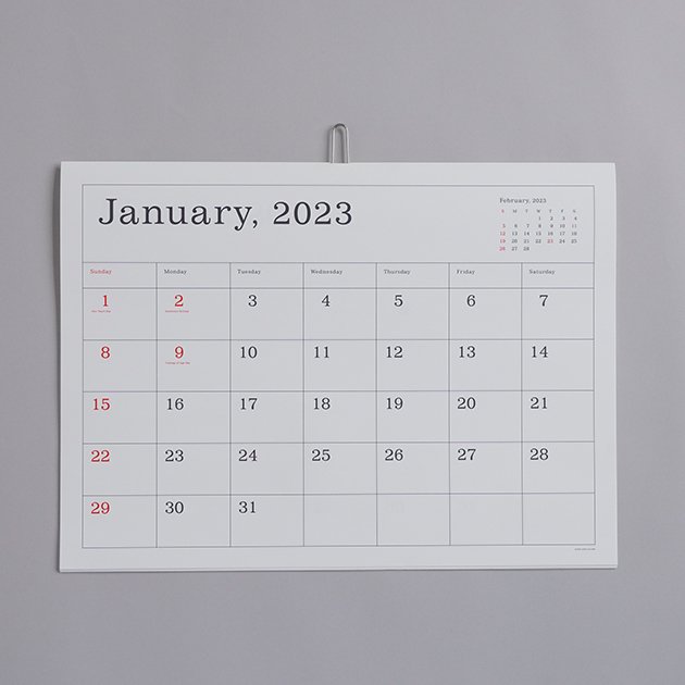 葛西薫カレンダー 2023 罫線あり