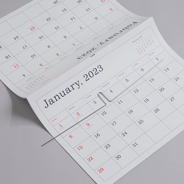 葛西薫カレンダー 2023 罫線あり