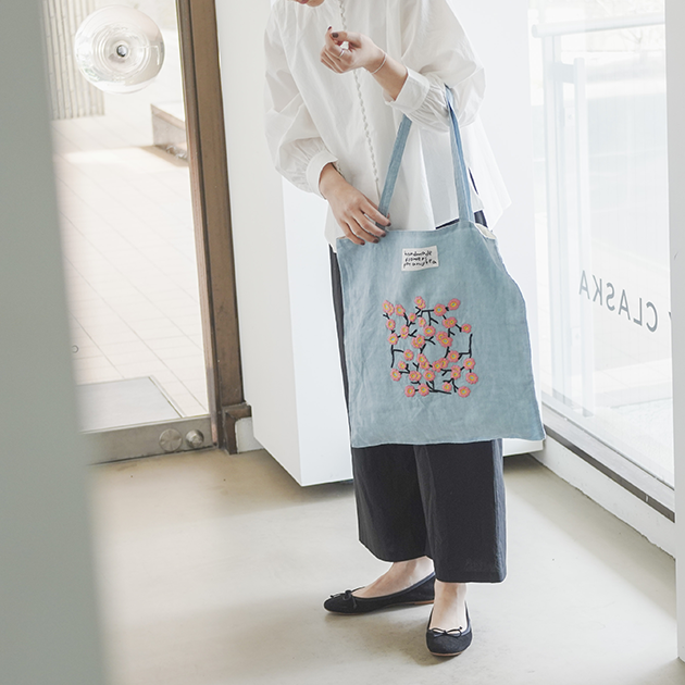 「pot and tea(ポットアンドティー)」の梅の花トートバッグ