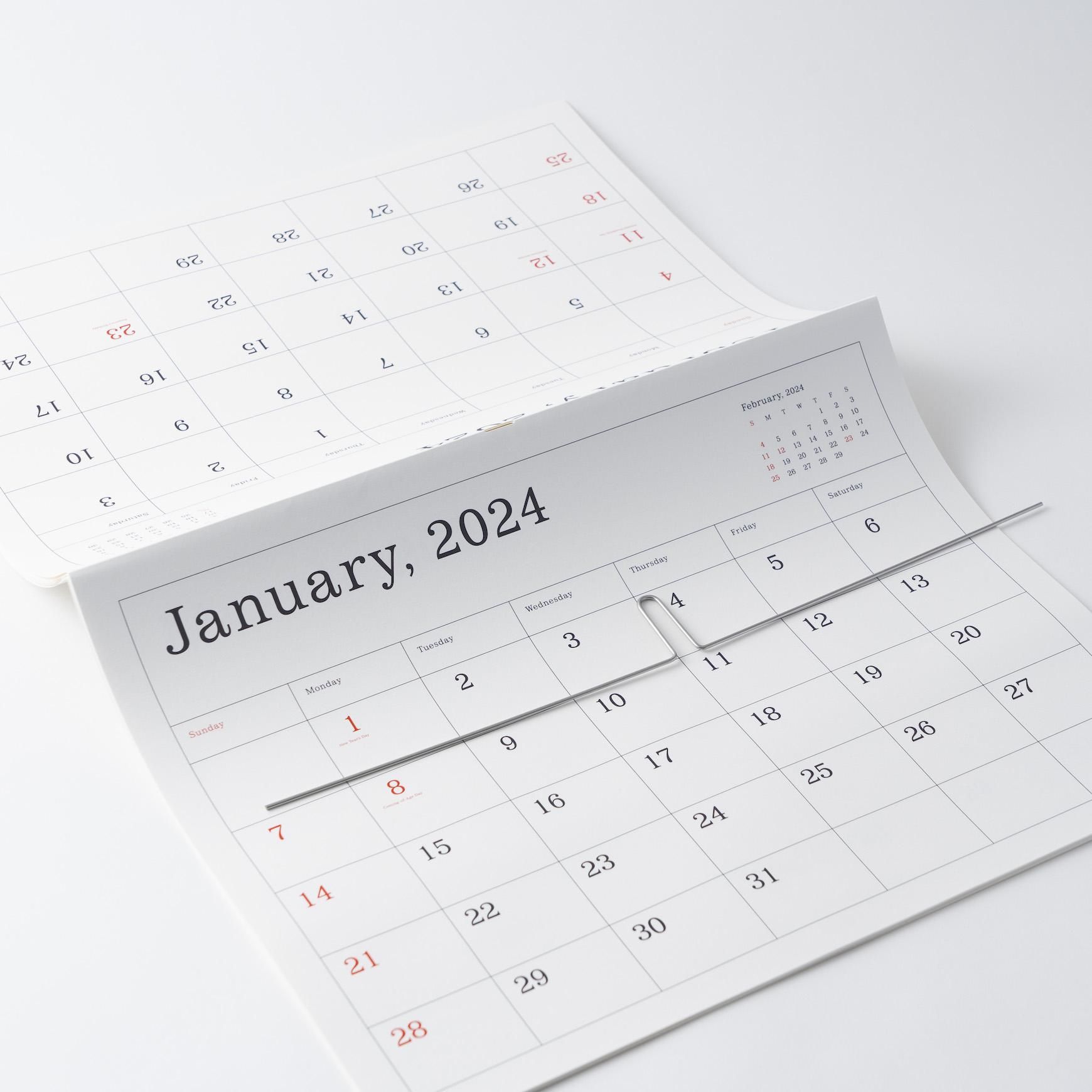 葛西薫カレンダー 2024 罫線あり