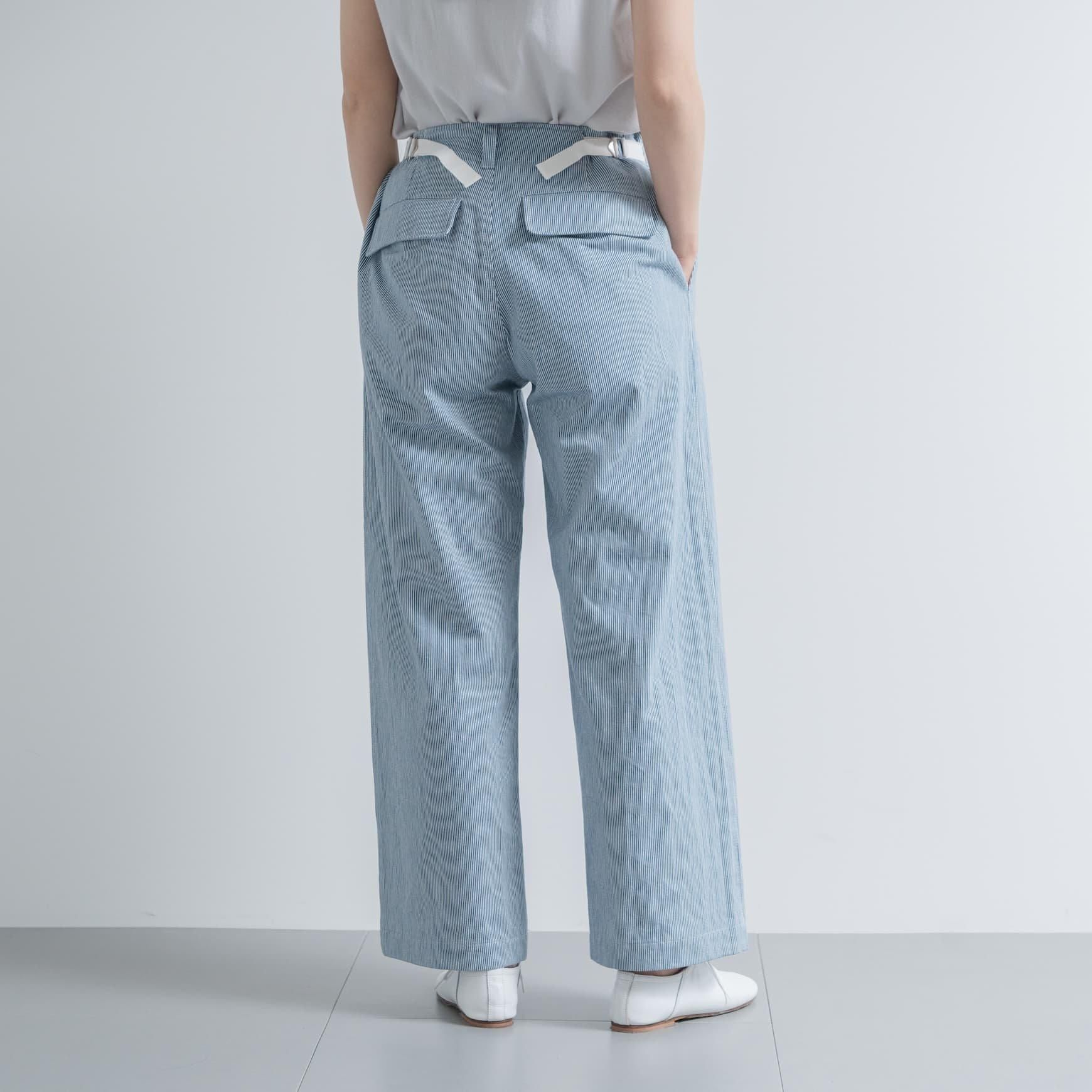 sept septième ヒッコリーストライプのコットンパンツ