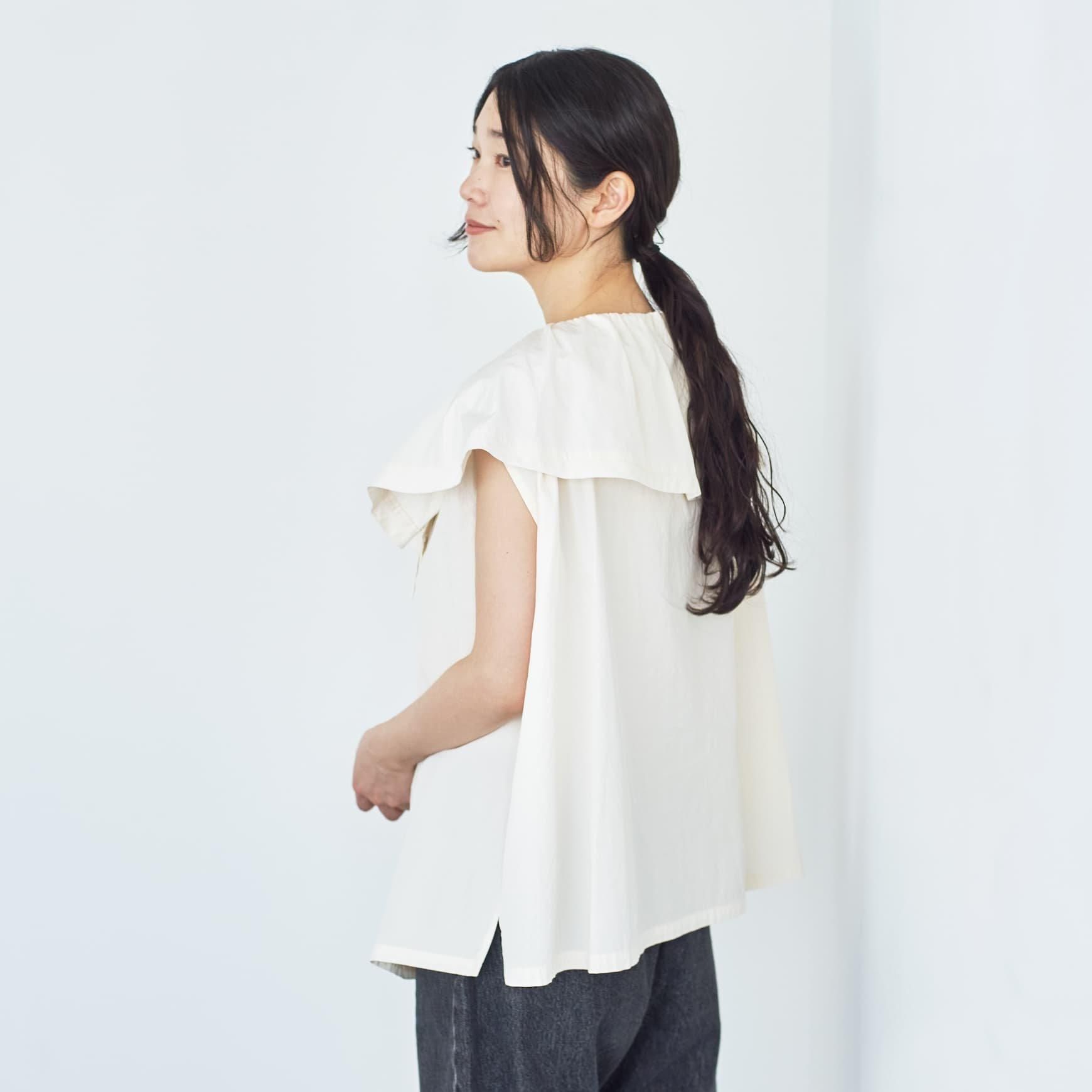 8 HAU ハウ CLASKA クラスカ レースカラー ギャザー ブラウス 白