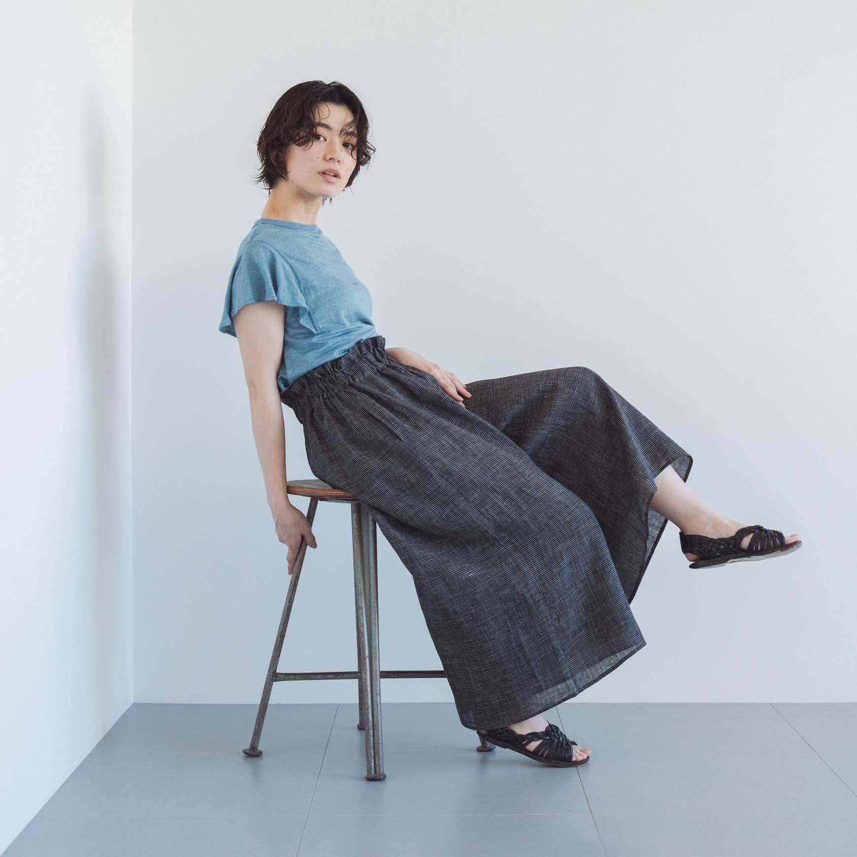 CLASKA(クラスカ)のリネンチェックキュロットワイドパンツ