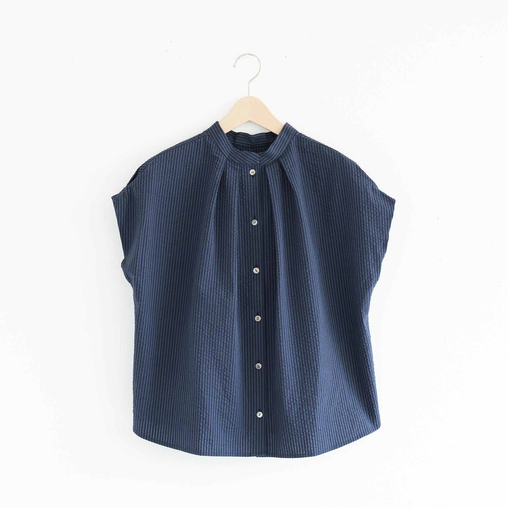 「somewearclothing」の2way スタンドタックフレンチブラウス / ストライプサッカー