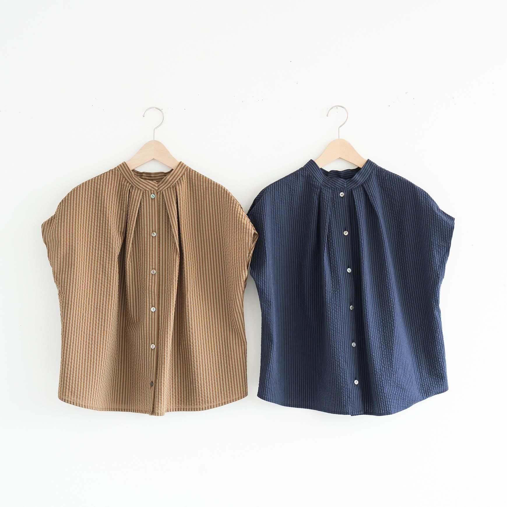 「somewearclothing」の2way スタンドタックフレンチブラウス / ストライプサッカー