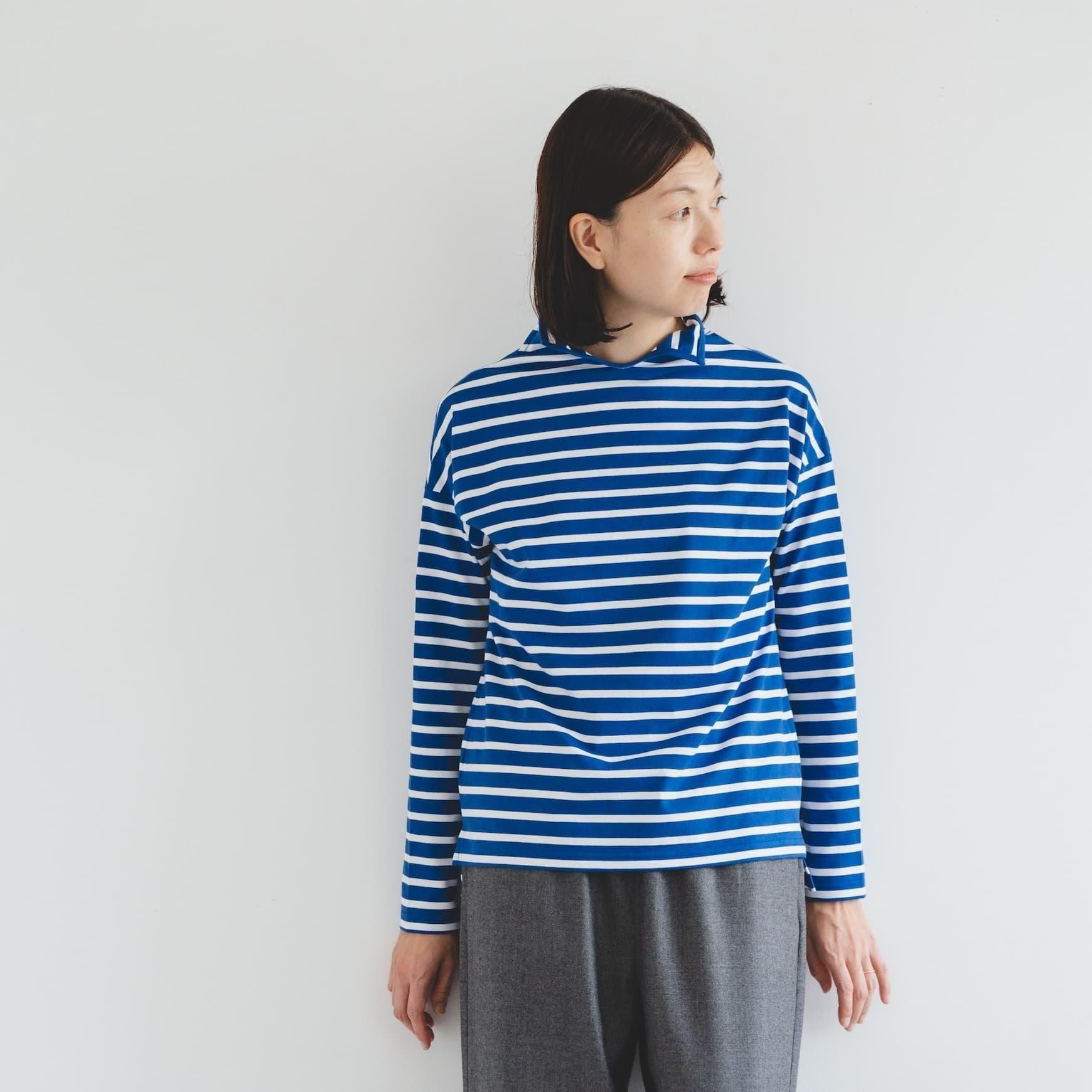 CLASKA(クラスカ)のポロネックボーダー / ブルー×ホワイト