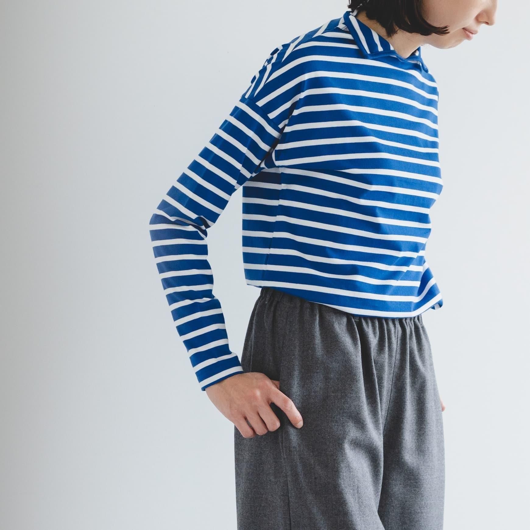 CLASKA(クラスカ)のポロネックボーダー / ブルー×ホワイト