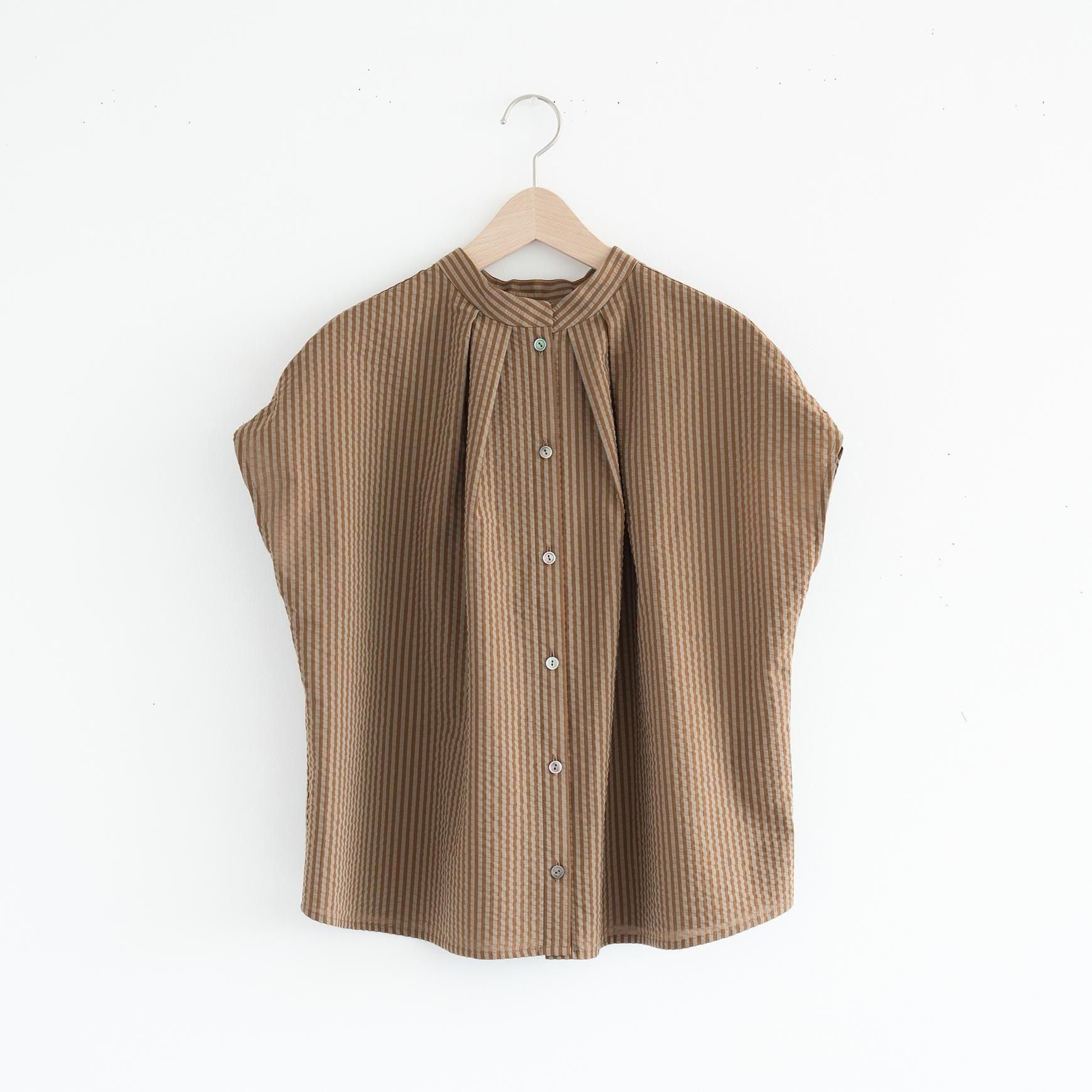 「somewearclothing」の2way スタンドタックフレンチブラウス / ストライプサッカー