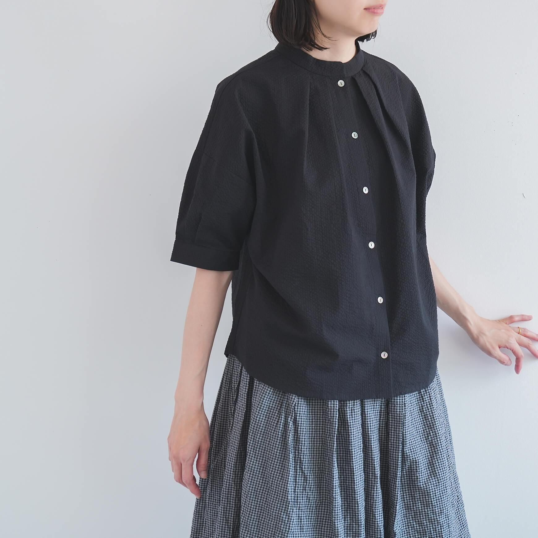 somewear clothing｜2way タック5分袖ブラウス / サッカー