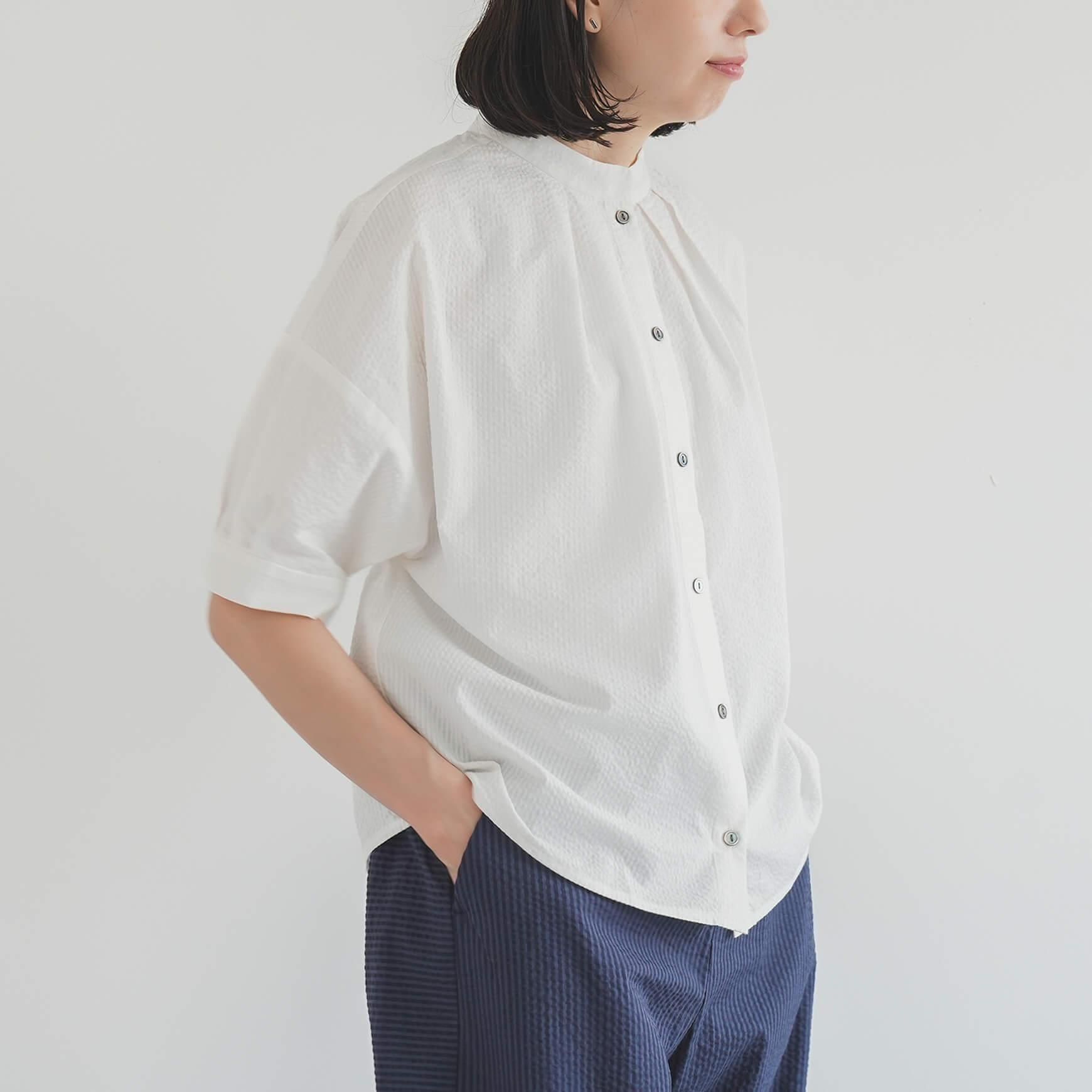 somewear clothing｜2way タック5分袖ブラウス / サッカー