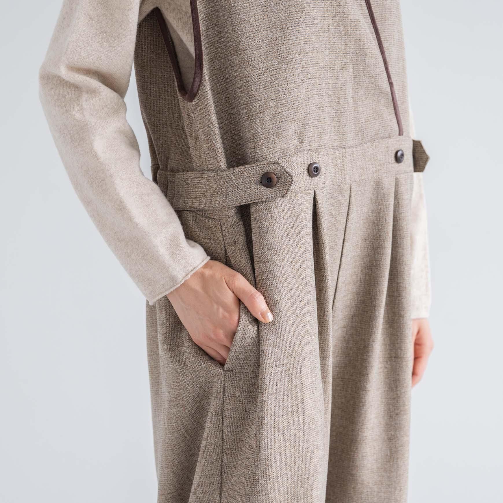 D の ポリエステルツイードのサロペットパンツ