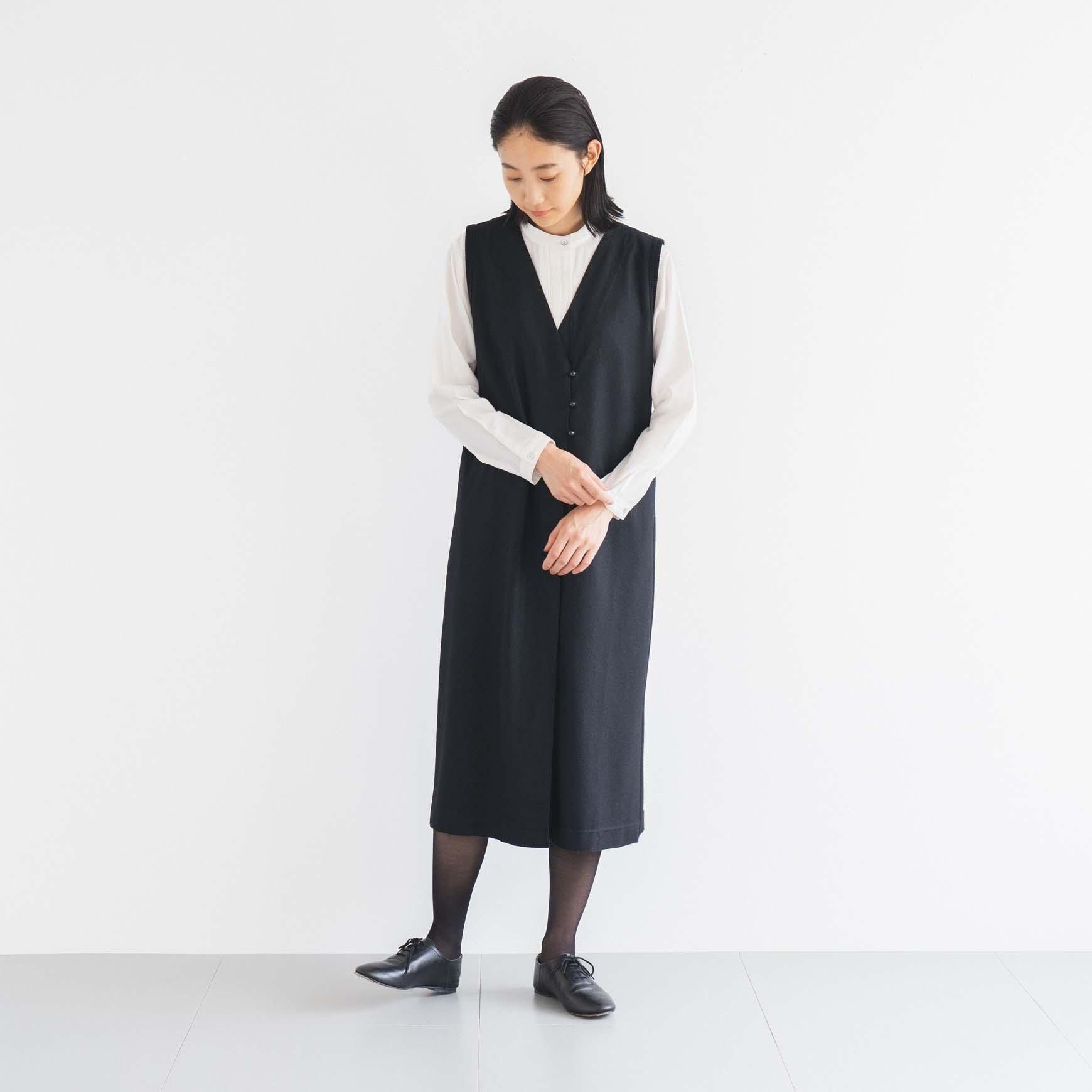 D の ウールフラノノースリーブワンピース