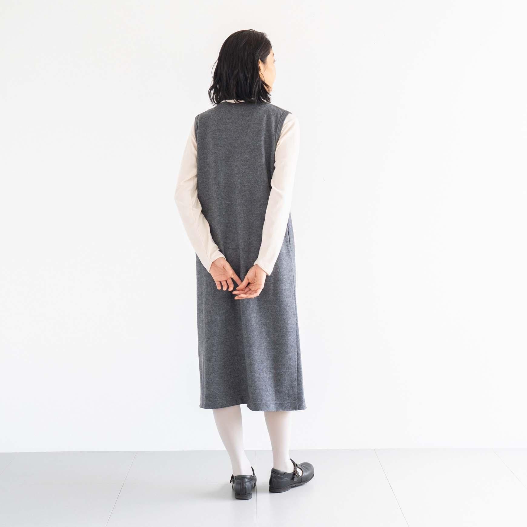 D の ウールフラノノースリーブワンピース
