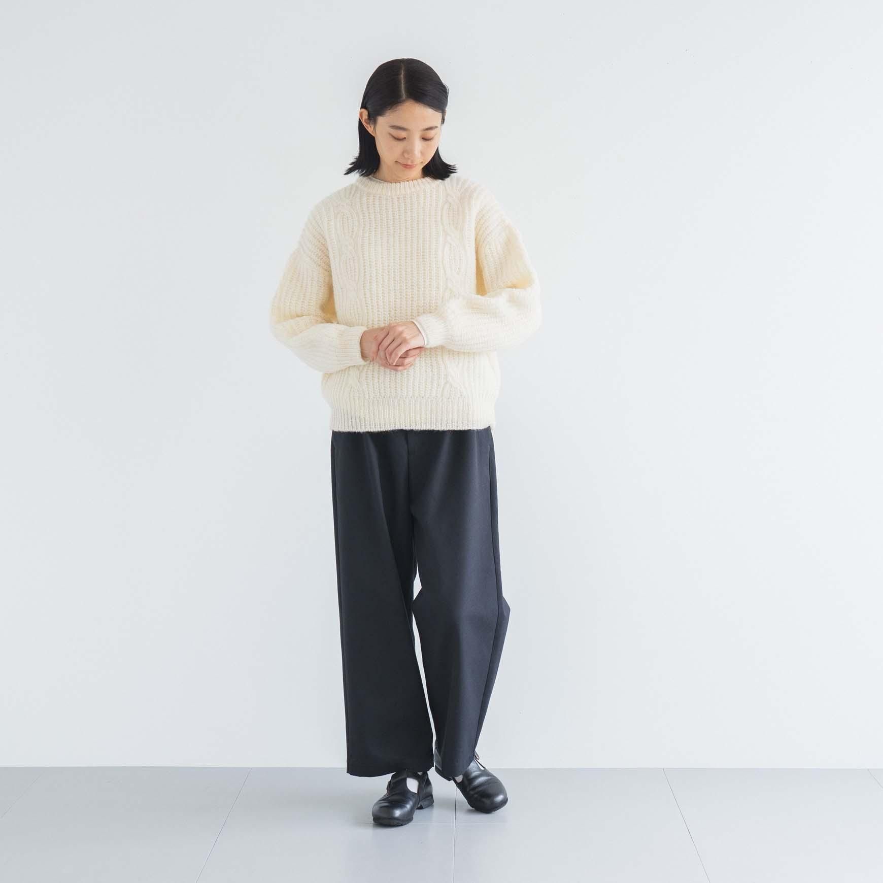 S layered dolman knit bk×wh theredthread S layered dolman knit bk×wh THEREDTHREAD / ザ