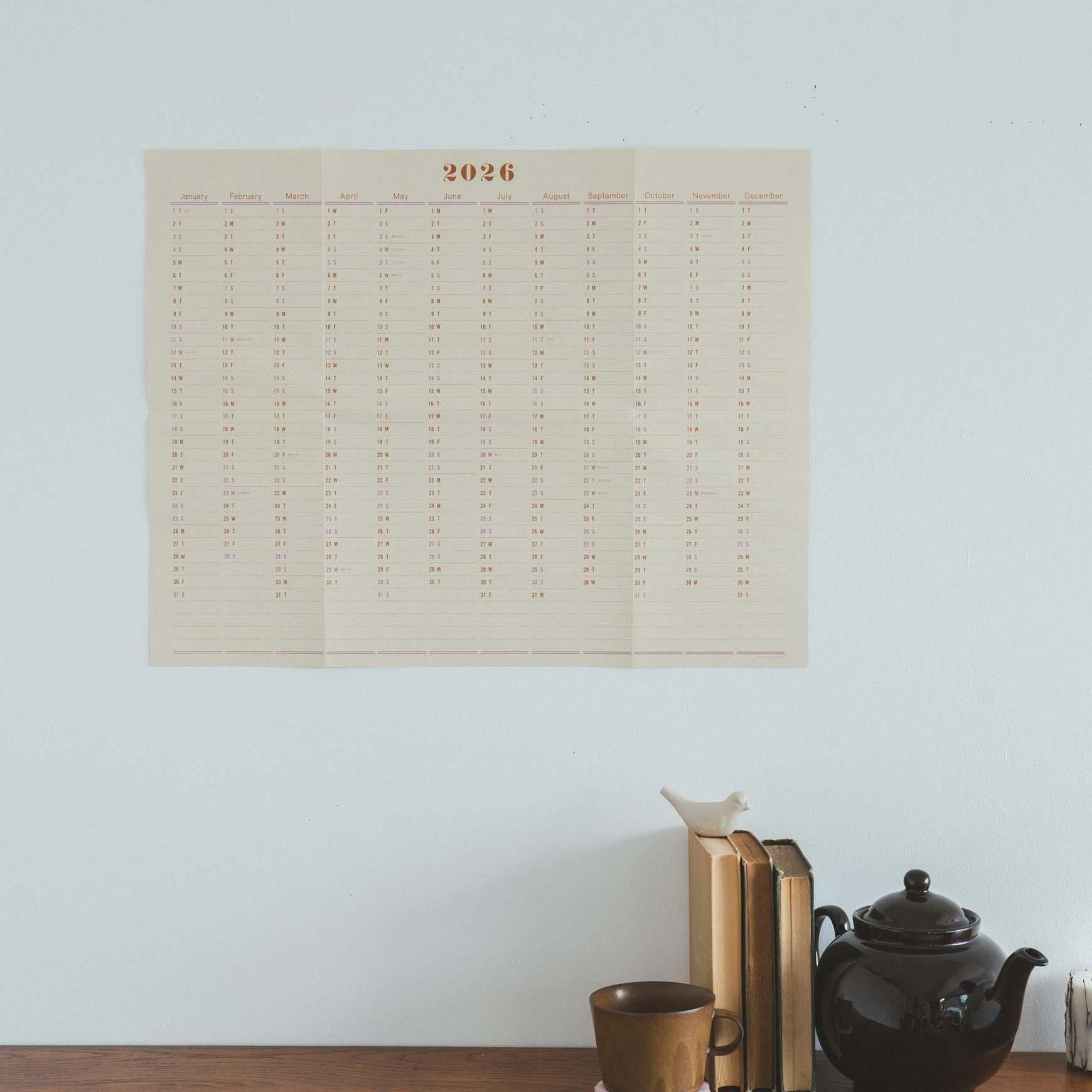 One Year Wall Calendar 2026