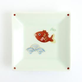 康創窯｜縁起柄 正角小皿 しだれ飾り - テーブルウェア - 皿